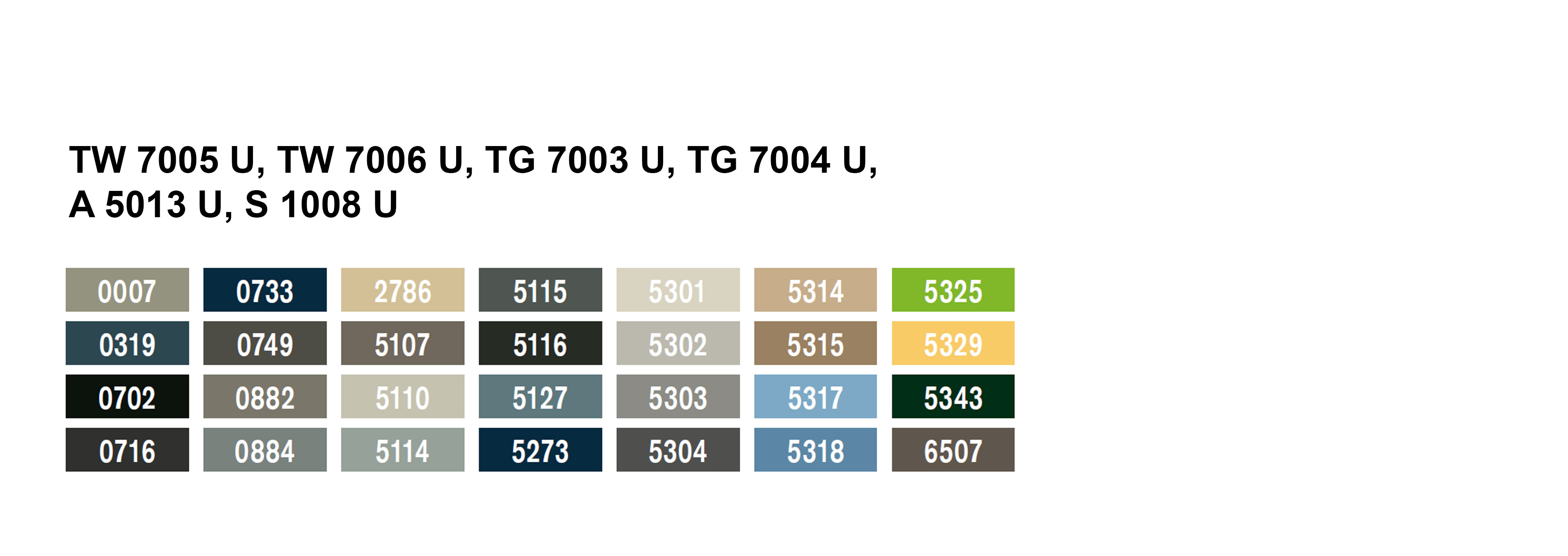 Standard-Farben nora Treppenwinkel TW 7005 U, TW 7006 U, TG 7003 U, TG 7004 U, Abschlussprofil A 5013 U und Anschluss-Sockelleiste S 1008 U