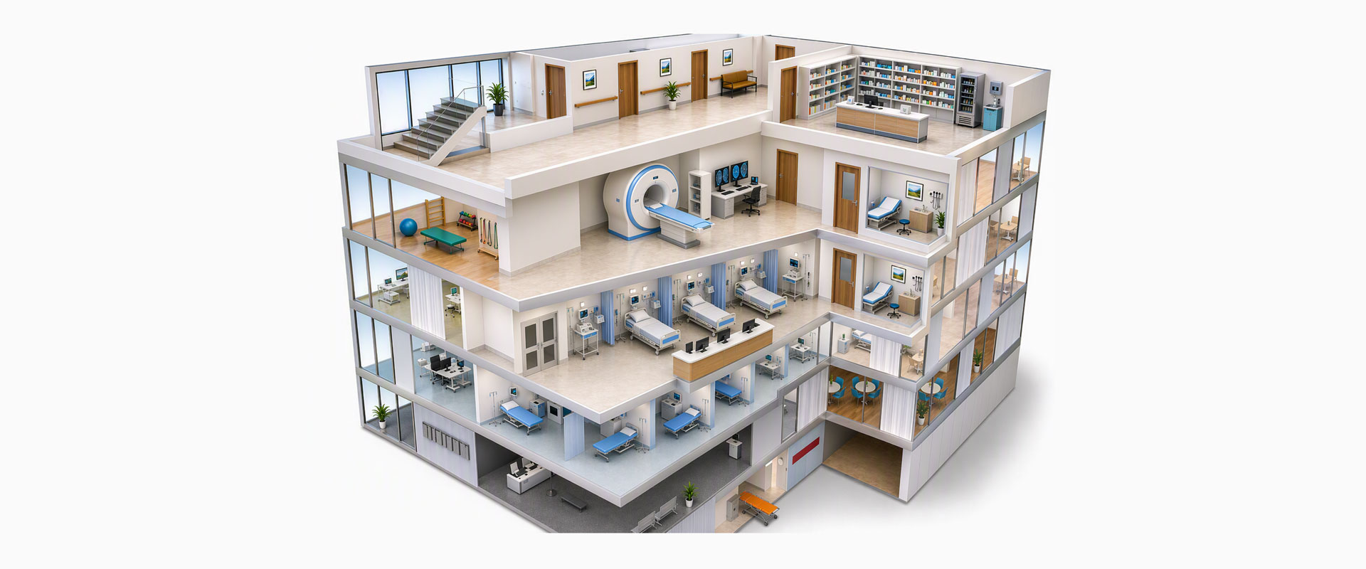hospital, schematic view